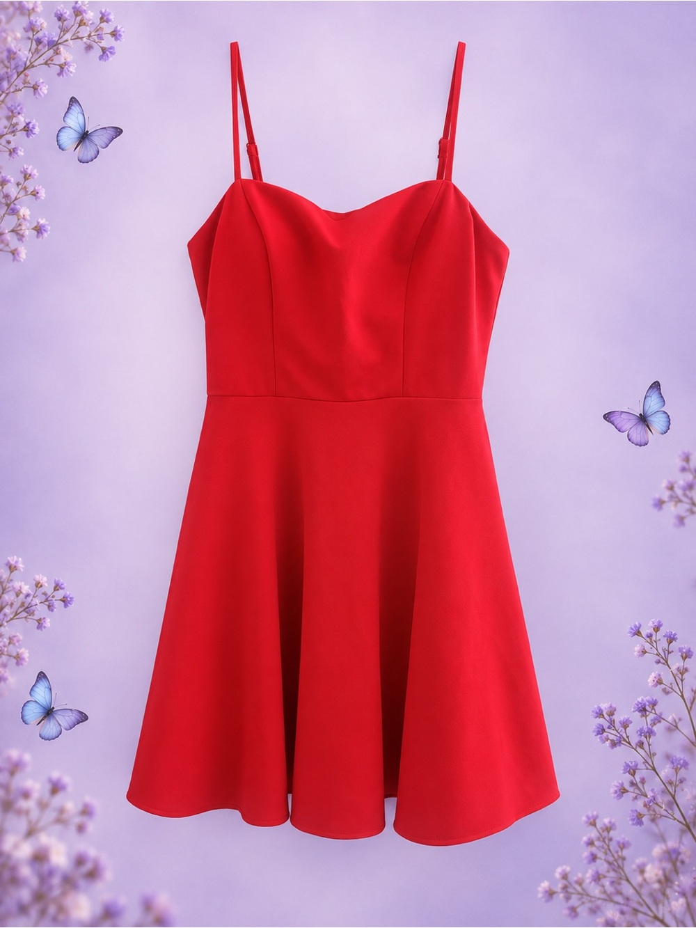 B. Smart Red Spaghetti-Strap Fit & Flare Mini Dress